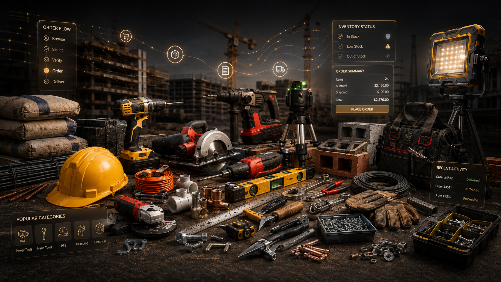 AIMS CommerceFlow construction supply quote and order flow vertical example